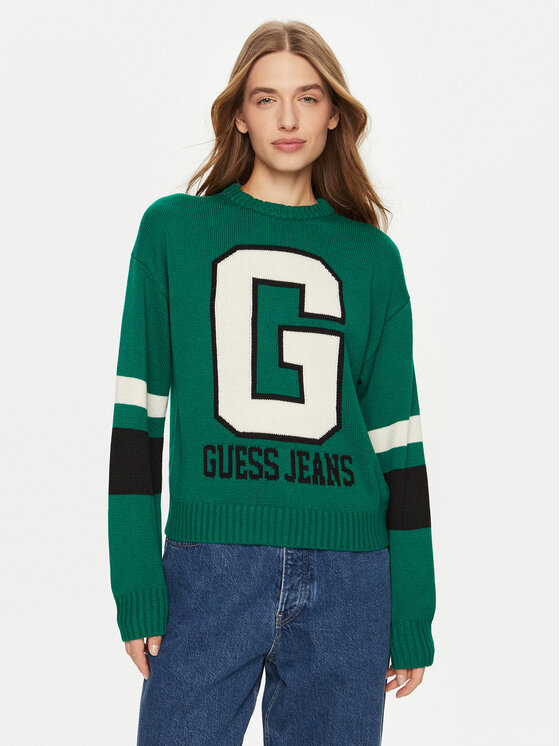 Guess Jeans Guess Jeans Maglione W4BR11 Z3HN2 Verde Regular Fit