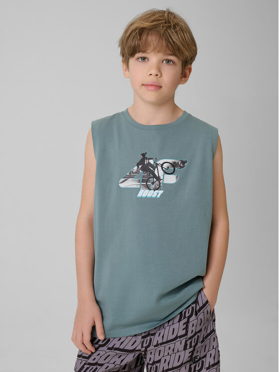 4F 4F Tank top PLAY SEASON Turkusowy Regular Fit