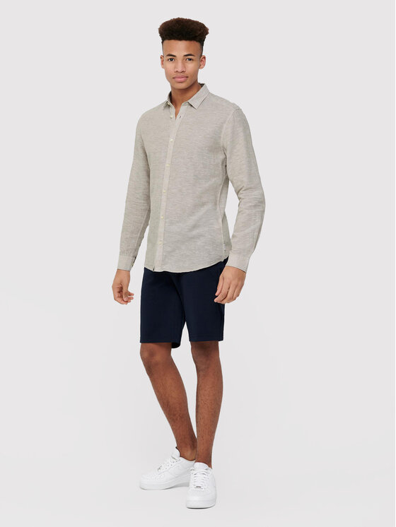 Only & Sons Only & Sons Marškiniai Caiden 22012321 Smėlio Slim Fit