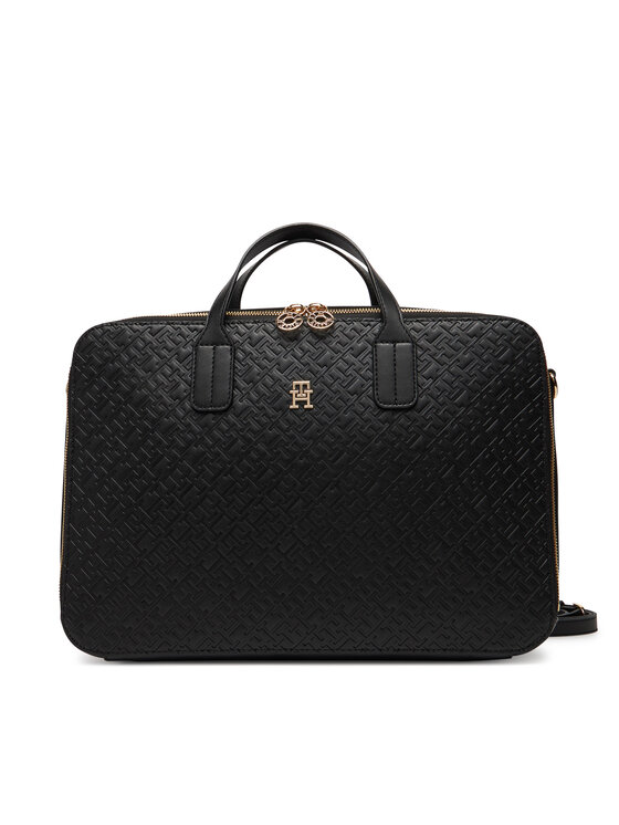 Tommy Hilfiger Torba na laptopa Th Icon Laptop Bag Mono AW0AW18003 Czarny