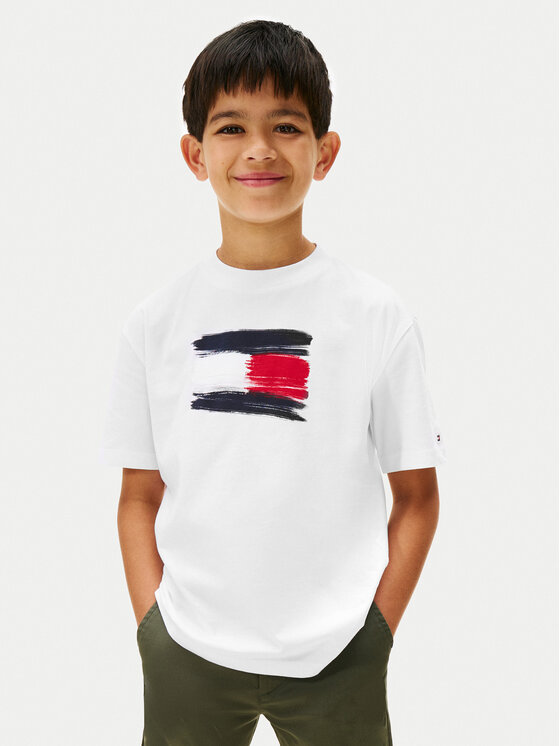 Tommy Hilfiger Tommy Hilfiger Tricou Flag Archive KB0KB10111 Alb Regular Fit