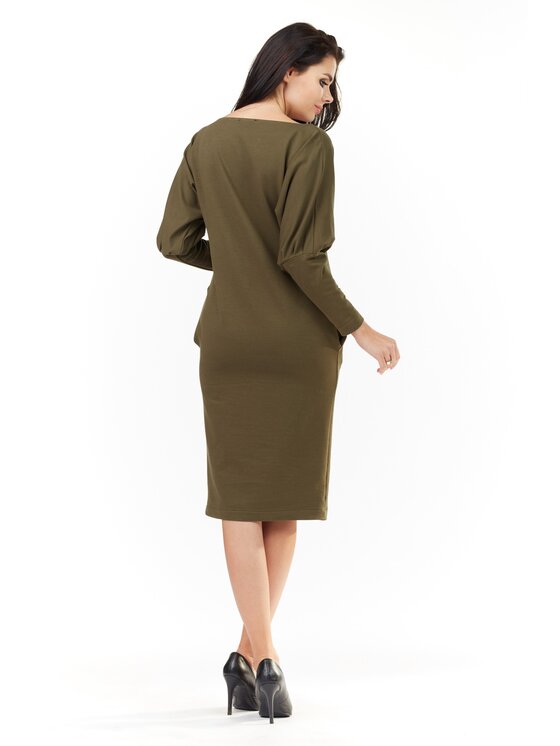 Awama Awama Úpletové šaty A206 Khaki Basic Fit