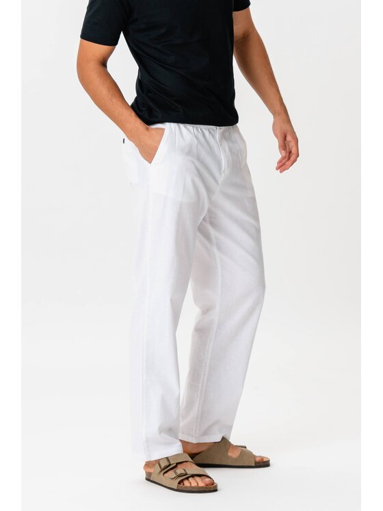 TeeShoppen Męskie Spodnie materiałowe, rozmiar S, Białe, 'Basic Collection'