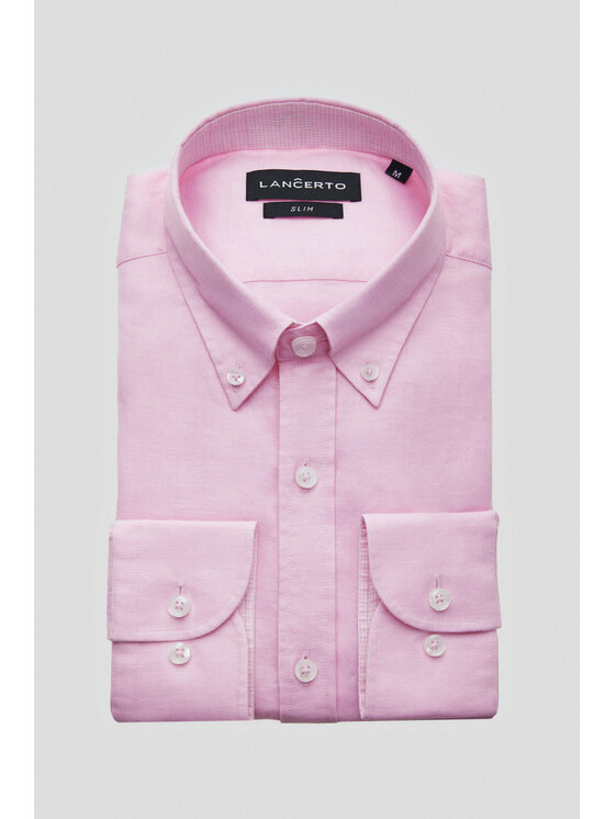 Lancerto Lancerto Koszula Koszula Różowa z Lnem Slim Sadie KO073124000012 Różowy Slim Fit