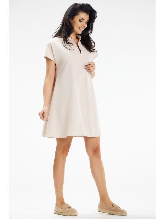 Awama Awama Sukienka letnia A635 Beżowy Basic Fit