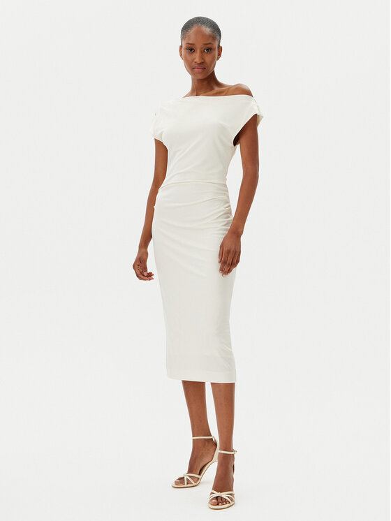 BOSS BOSS Sukienka koktajlowa Etrimi2 50540871 Écru Slim Fit