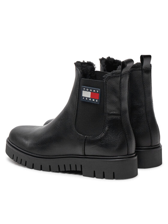Tommy Jeans Tommy Jeans Kotníková obuv s elastickým prvkem Chelsea EN0EN02626 Černá