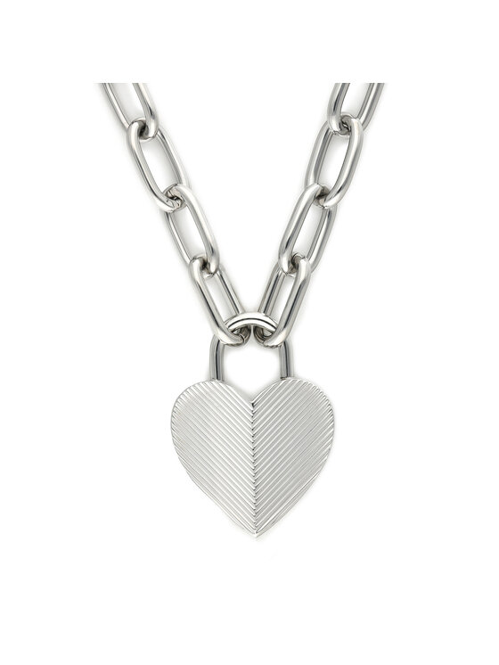 Fossil Fossil Naszyjnik Harlow Linear Texture Heart JF04657040 Srebrny