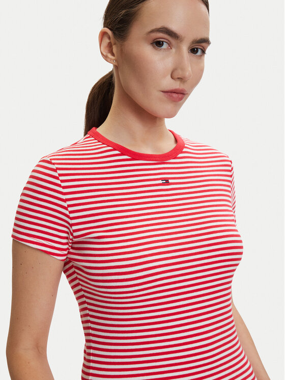 Tommy Jeans Tommy Jeans Tričko DW0DW17383 Červená Slim Fit