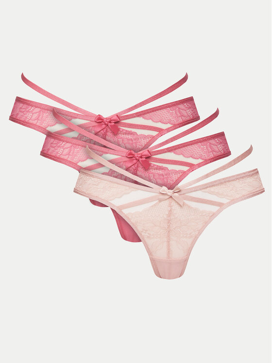 Hunkemöller Hunkemöller Set od 3 para tangica 301423 Ružičasta