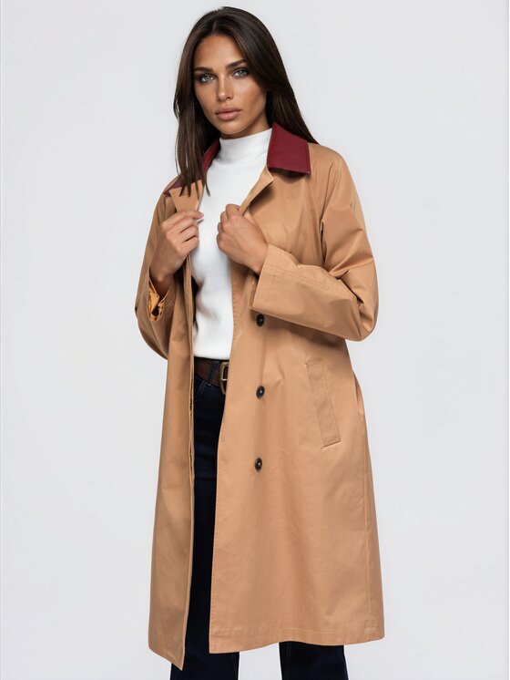 Ombre Ombre Kabát pro přechodné období OW-CT-E0022 Hnědá Regular Fit