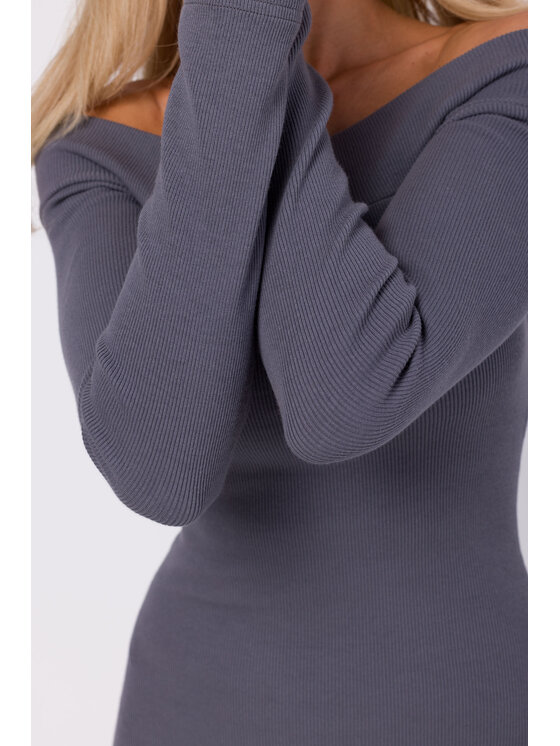 Made of Emotion Made of Emotion Úpletové šaty M757 Sivá Modern Fit