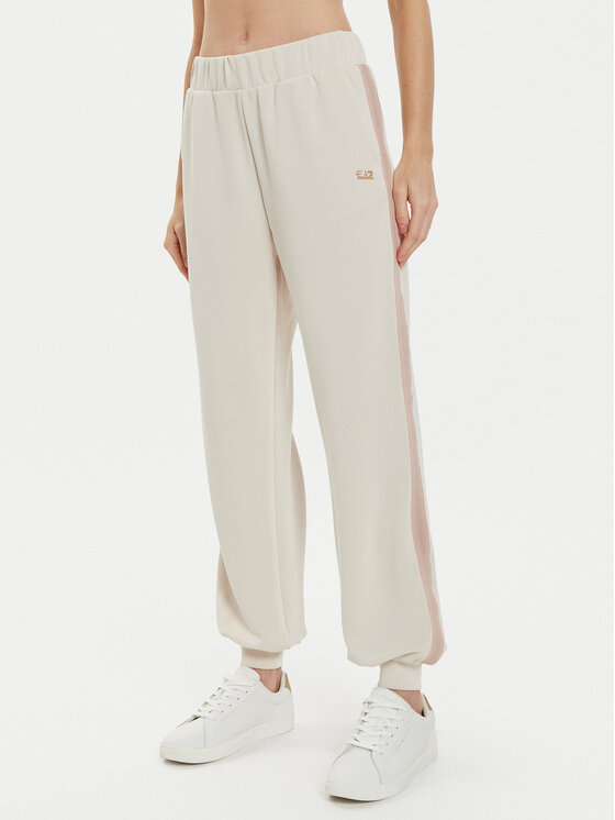 EA7 Emporio Armani Pantaloni da tuta 6DTP74 TJZBZ 1120 Beige Regular Fit, taglia : XXL