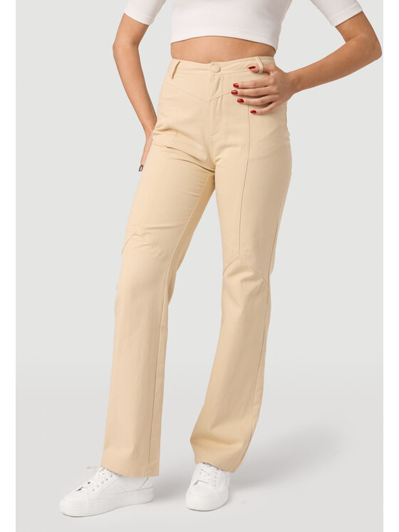 LAURELLA LAURELLA Kalhoty z materiálu LAURELLA 3TU001102 Béžová Regular Fit
