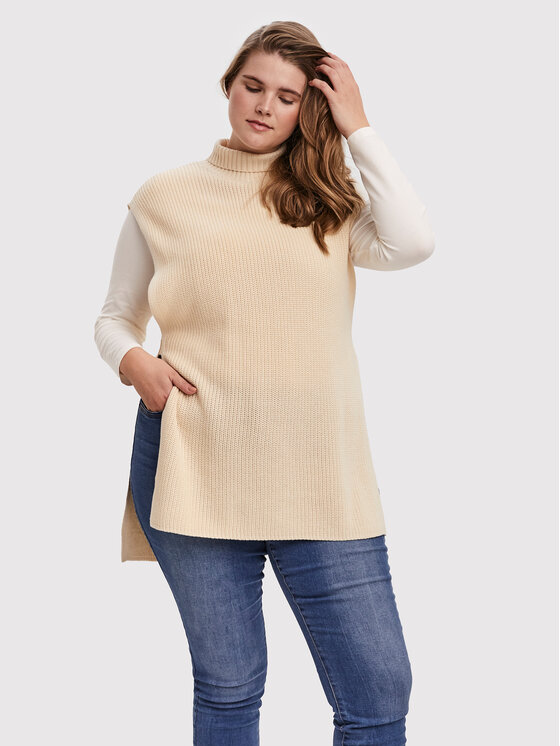Vero Moda Curve Vero Moda Curve Sveter Myrna 10252749 Béžová Regular Fit