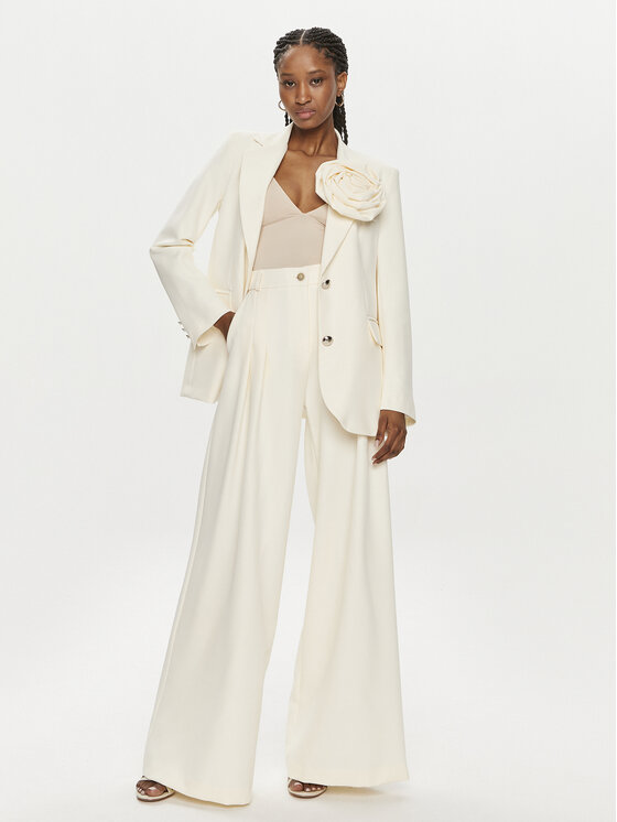 Maryley Maryley Панталони тип палацо 24EB579/43VA Екрю Regular Fit