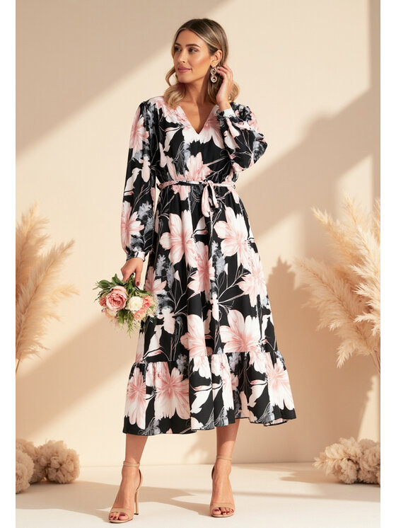 FIGL FIGL Vestito estivo M1140 Nero Flared Fit