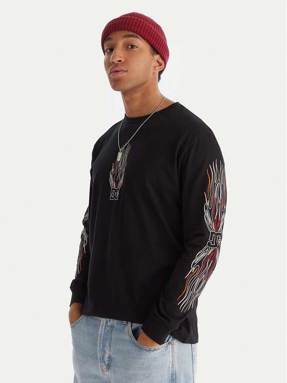 DC Shoes DC Shoes Marškinėliai ilgomis rankovėmis Burn Out HLS EDYZT04355 Juoda Regular Fit