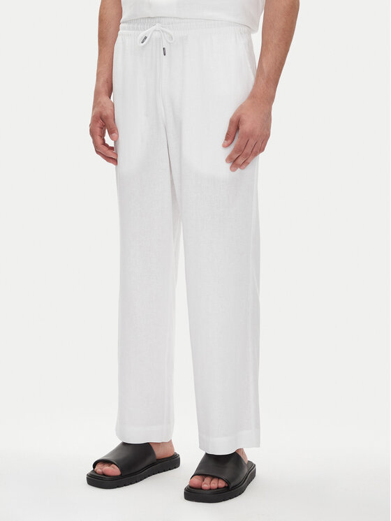 Emporio Armani Emporio Armani Kalhoty z materiálu EM000586 AF12356 U0002 Bílá Regular Fit
