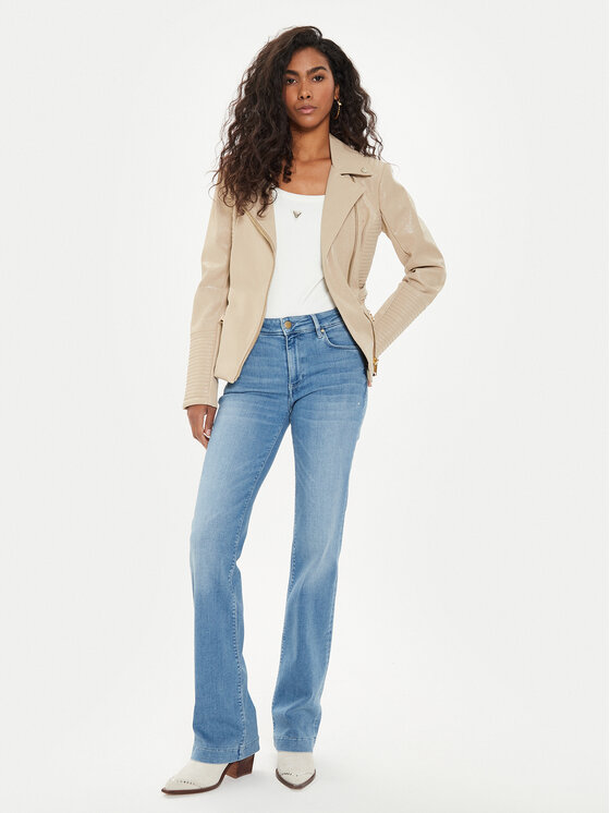 Guess Guess Кожено яке W4YL10 WGAF0 Бежов Regular Fit