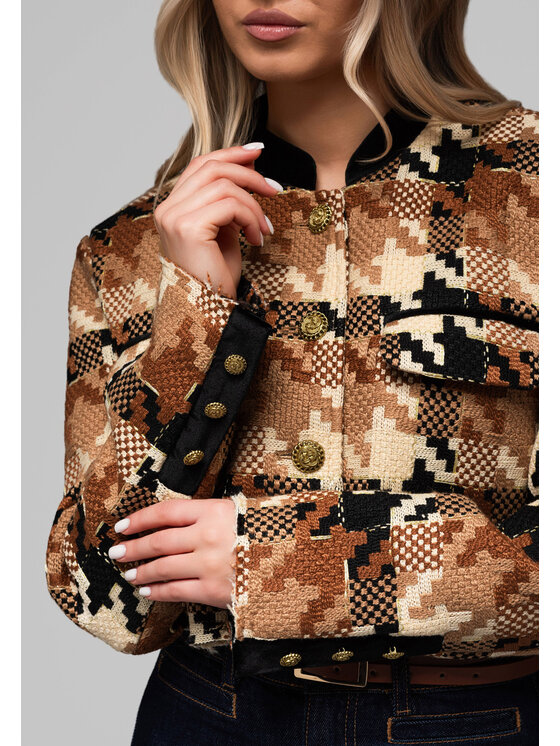 Ombre Ombre Marynarka OW-BLZB-0103 Brązowy Regular Fit