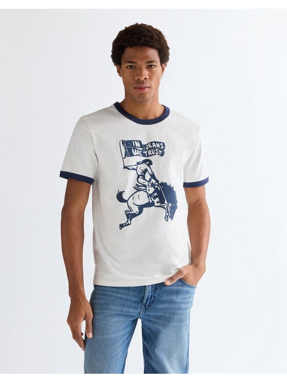 Wrangler Wrangler T-Shirt RINGER TEE Biały Regular Fit