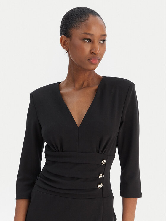 Rinascimento Rinascimento Koktejlové šaty CFC0020161002 Čierna Slim Fit