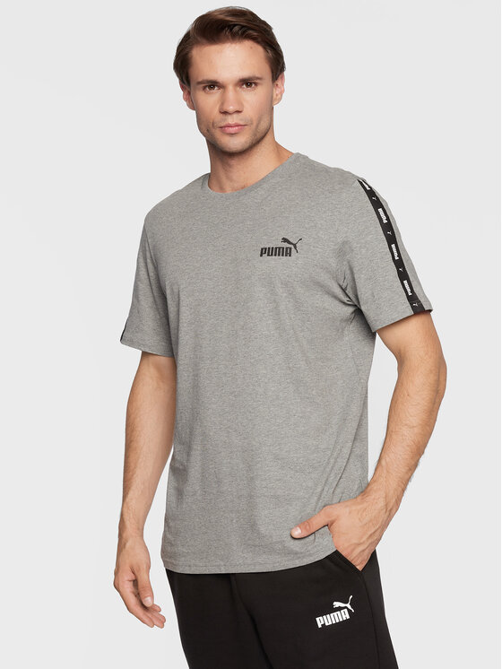 Puma T-Shirt Essentials+ Tape 847382 Grau Regular Fit | Sport-T-Shirts