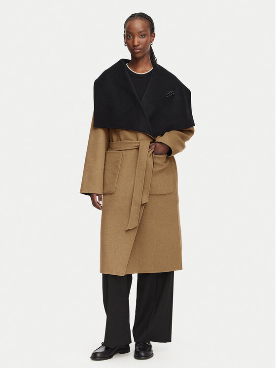 KARL LAGERFELD Вълнено палто B3W15030 Кафяв Relaxed Fit