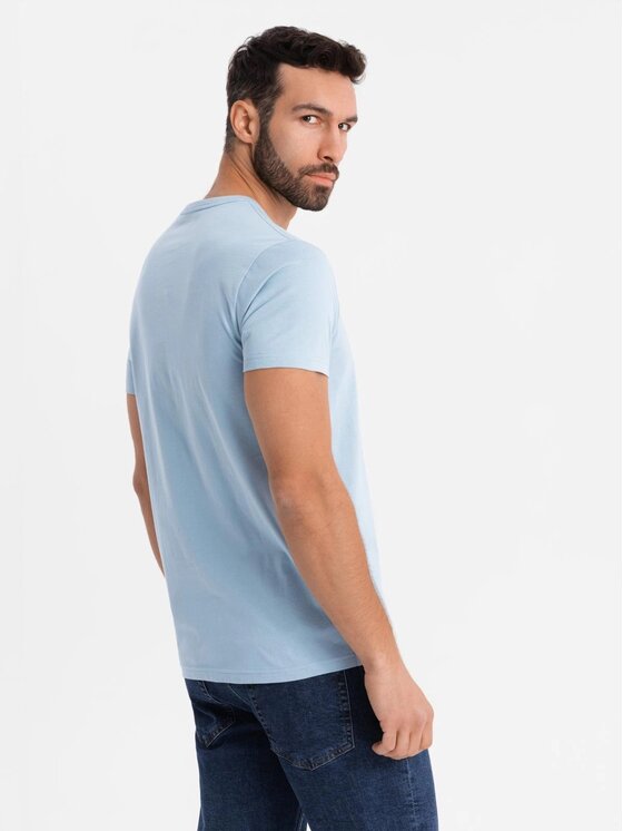 Ombre Ombre T-Shirt OM-TSBS-0236 Niebieski Regular Fit