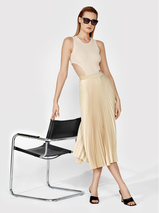 Simple Simple Спідниця в складку SDD004 Бежевий Regular Fit