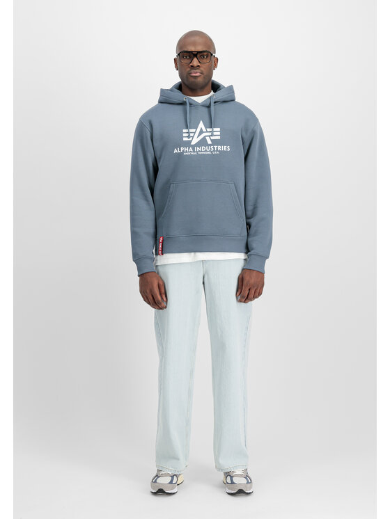 Alpha Industries Alpha Industries Bluza Basic Big Logo Hoodie Błękitny Regular Fit