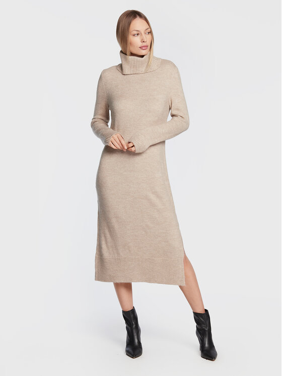 ONLY ONLY Sukienka dzianinowa Brandie 15214595 Beżowy Regular Fit