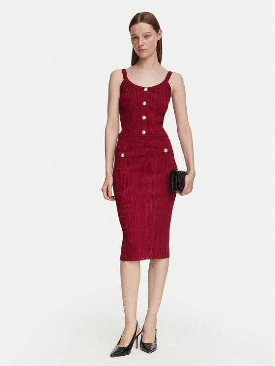 Guess Guess Zīmuļveida svārki W6YD23 Z0974 Bordo Slim Fit