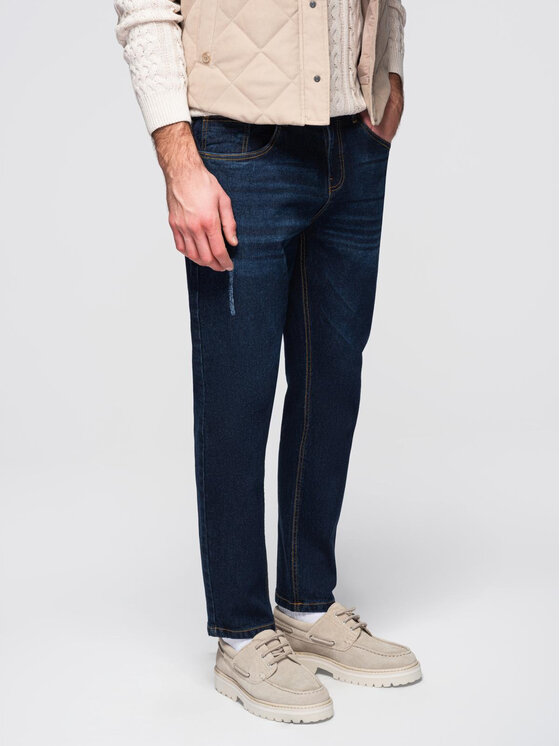 Ombre Ombre Jeansy OM-PADP-0241 Granatowy Regular Fit