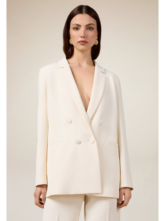 Oltre Oltre Marynarka Q778R004552N021 Biały Regular Fit
