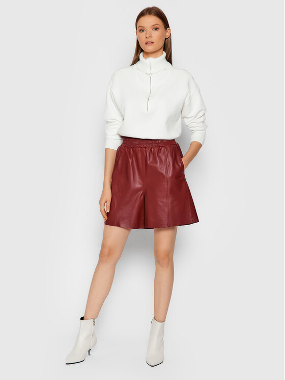 Gestuz Gestuz Kožne kratke hlače Liljagz 10905351 Tamnocrvena Relaxed Fit