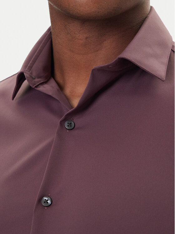 Calvin Klein Calvin Klein Košeľa LV019EU073 Bordová Slim Fit