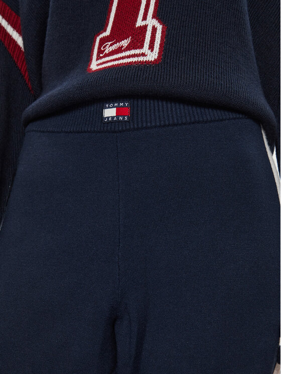 Tommy Jeans Tommy Jeans Medžiaginės kelnės Badge DW0DW18532 Tamsiai mėlyna Wide Leg