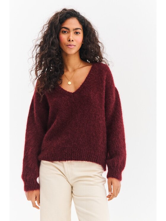 NAOKO NAOKO Sweter Berrylicious Bordowy Regular Fit