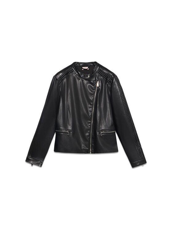 Oltre Oltre Giacca in similpelle R351R002153N033 Nero A-Line Fit