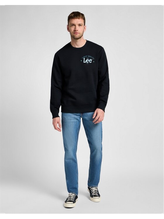 Lee Lee Bluza LOGO CREW SWS Czarny Regular Fit
