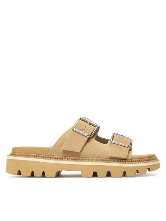 Tommy Jeans Tommy Jeans Natikači Tjw Double Strap Sandal Suede EN0EN02797 Rjava
