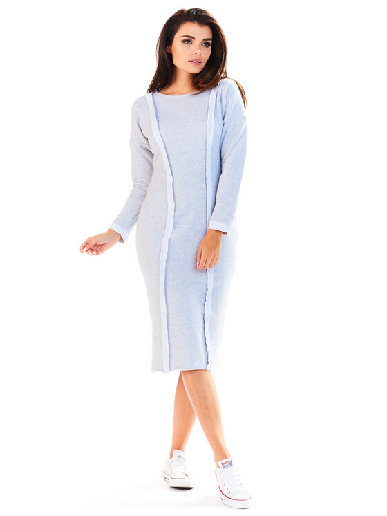 Awama Awama Úpletové šaty A197 Šedá Basic Fit