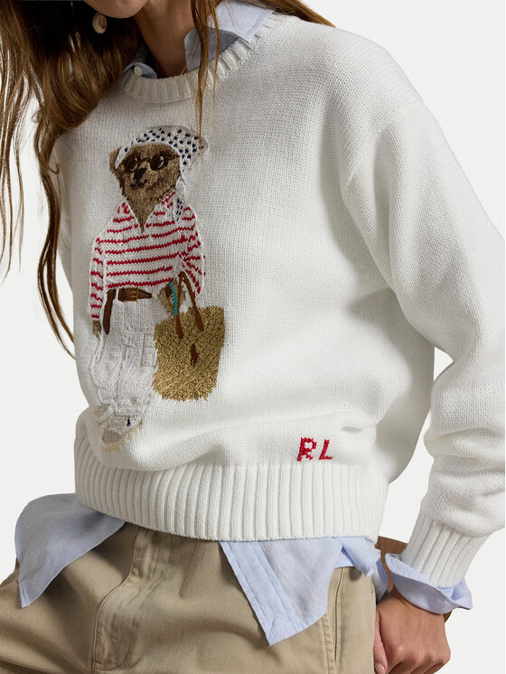 Polo Ralph Lauren Polo Ralph Lauren Пуловер 211A12723001 Бял Relaxed Fit