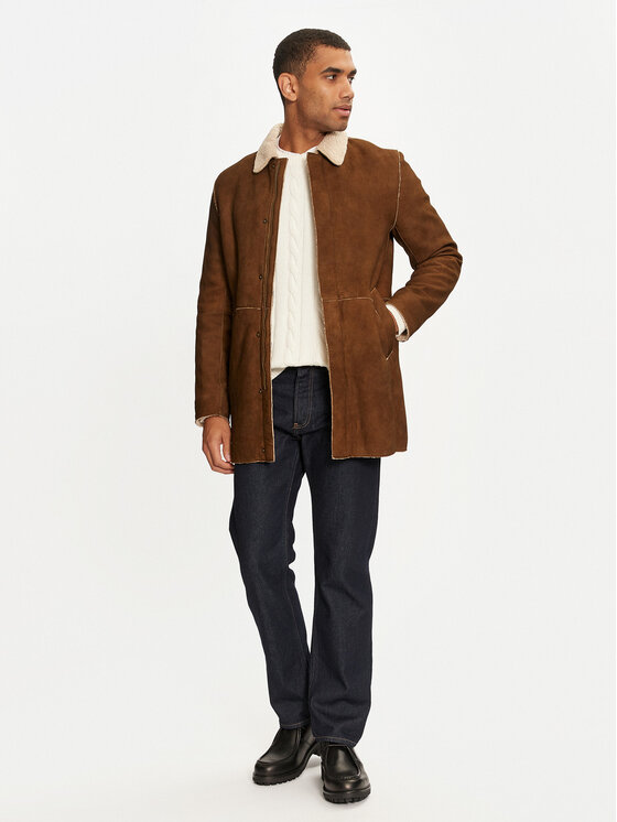 Milestone Milestone Cappotto di pelliccia naturale Tabeo 431632 21045 Marrone Regular Fit