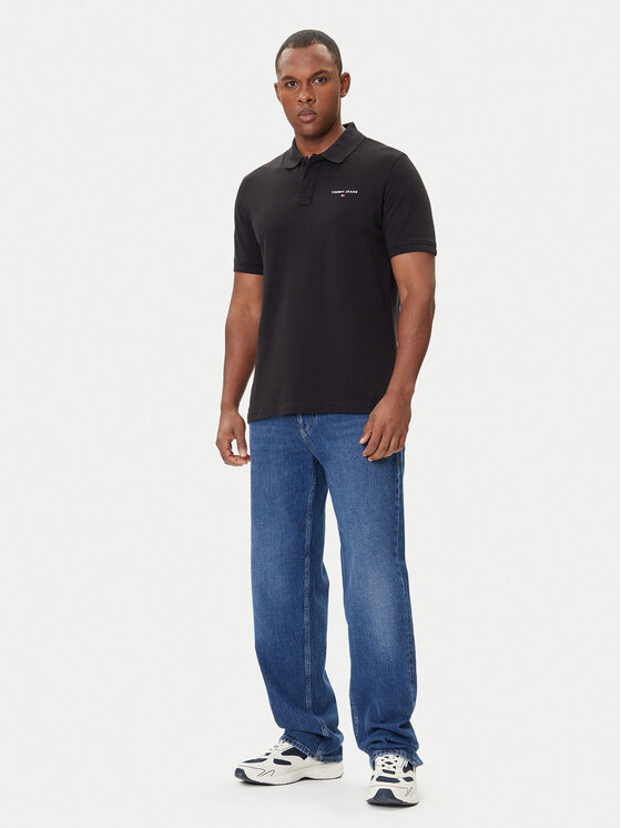 Tommy Jeans Tommy Jeans Polo marškinėliai Linear DM0DM20914 Juoda Regular Fit