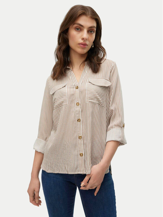 Vero Moda Vero Moda Koszula Bumpy 10275283 Beżowy Regular Fit