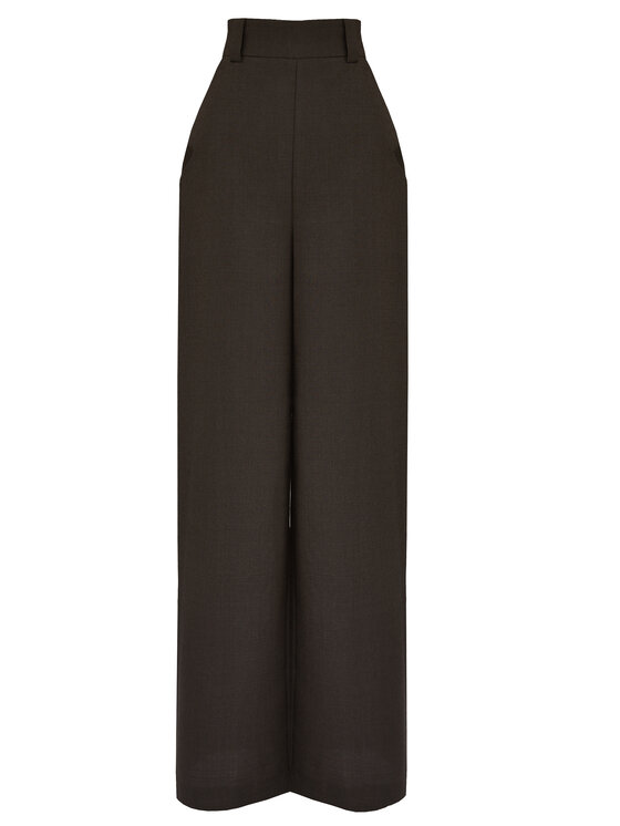 Kasia Zapała Kasia Zapała Spodnie materiałowe Celeste Brązowy Slim Fit