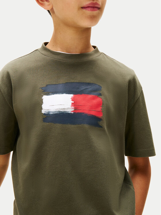 Tommy Hilfiger Tommy Hilfiger Tričko Flag Archive KB0KB10111 Zelená Regular Fit